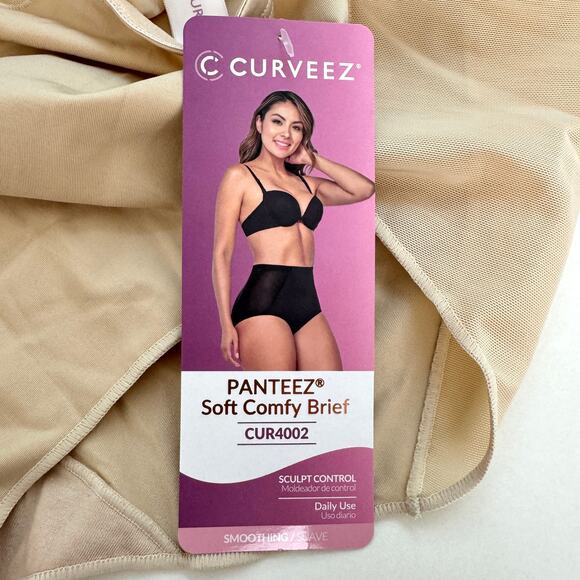 Curveez Womens Soft Comfy Brief Size S CUR4002 Smoothing Sculpt Nude - Picture 4 of 9